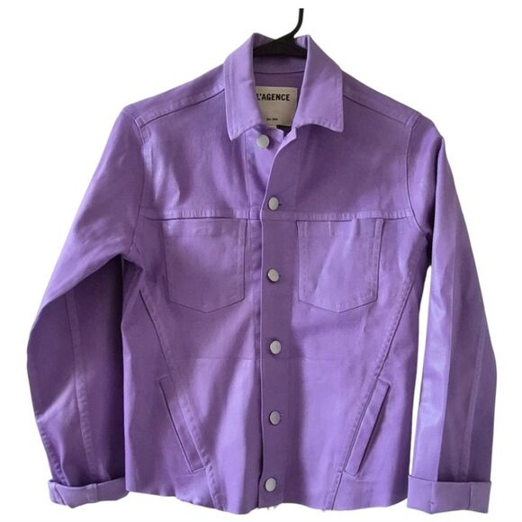 L'AGENCE Janelle Coated Denim Jacket Orchid Coated  Small - Picture 2 of 8